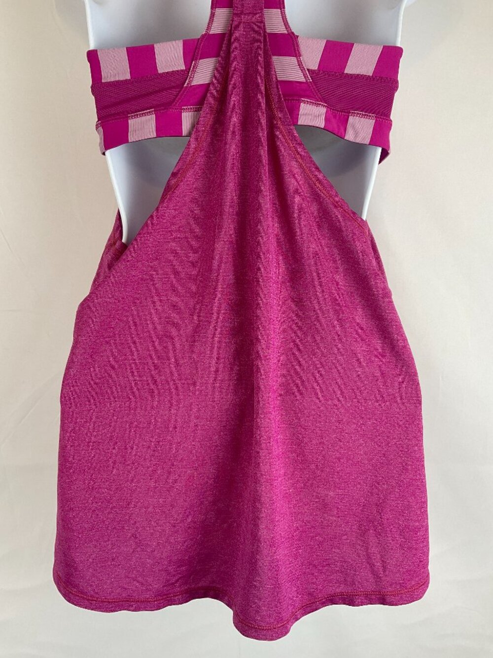 Lululemon 2-In-Run Tank 6 Heathered Raspberry Micro Macro Stripe Racerback - Picture 9 of 10